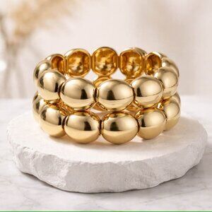 I.N.C. International Concepts Gold-Tone Sculptural Bead Double Row Bracelet